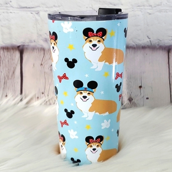 Pembroke Welsh Corgi Dog Puppy Disney Mickey Mouse Ears Stainless Steel Tumbler - Picture 5 of 15